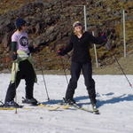 Jen (Tom's sister) and her friend Catherine, having fun on the beginner slopes