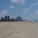 The view down the local beach towards town.