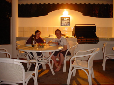 Enjoying a poolside BBQ.