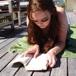 Enjoying some poolside relaxation - look at the book reading concentration!!