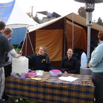 The teams campsite, everyone nice and cheery before the event begins.