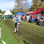 A smiling Sonya, after she completes her first lap.