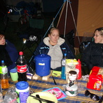 Vicky, Catherine and Nicky trying to stay warm on the freezing Rotorua night.