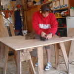 Sanding the top of the desk for about the 15th time.