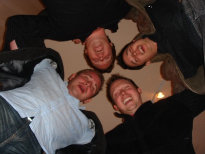 Josh, Derek, Tom, Hamish, being silly (clockwise)