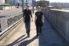 walking and talking on the bridge