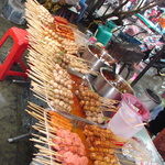 Meat on a stick, sold by street vendors