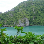 Salt water lake inside island.