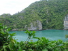 Salt water lake inside island.