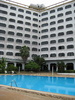 The derelict hotel with a perfect pool we went for a swim in.
