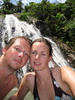 Swimming at the top of the waterfall.