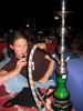 Smoking fruit on the beach.