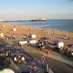 Brighton's pebbly beach - with the Pier at the far end.