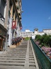 A tiny cafe on the left - with propped up chairs