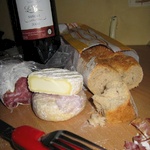 Our diet for the week - cheese, bread and 2 euro bottles of wine!