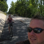 Riding down the Rhone River track on our Velo.v's