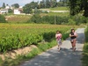 Gini and Romy returning to the farm.