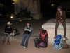 Waiting in the square for the others to rescue us.
