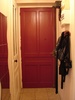 Front door - toilet door on the left.