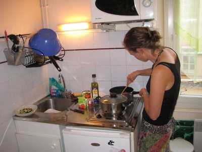 Gini in the "Kitchen" - where she belongs.