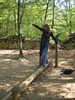 Gini shows off her balance skills by falling off!