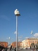 Fancy art on poles, we think they are going to be lights