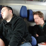 Sleepy train ride to Rome after all night on the ferry to Naples