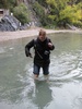 We decided to get our feet, legs and jeans wet ....