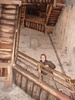 Climbing the rickity staircase.