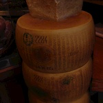 A massive stack of Parmesan cheese from Parma - Nige, eat your heart out.