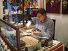 Glass artist hard at work