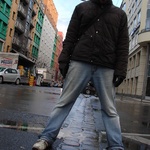 Tom on both sides of Berlin where the wall once stood.