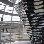 The spiral staircase leading up to the top