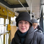 Warsaw: Mushroom head in a tram