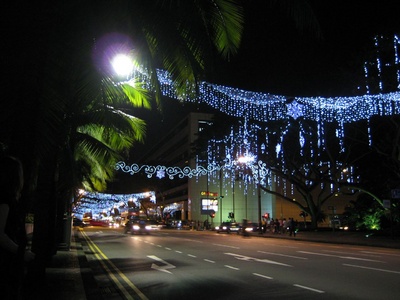 The lights covered the busy shopping street