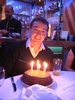 Paul's early birthday curry, cake and beer on Brick Lane. Gotta love those trick candles!