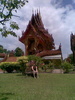 At a wat on the outskirts of Ubon. On our way to Pha Taem National Park on a motorbike. This one has gears! She'll be right.
