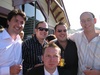 The boys and Tom with a beer as an earring?