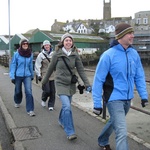 Battling the elements on a windy Cornwall day.