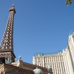 The Eiffel Tower pokes out of Paris casino