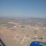 The view out the window of the plane window on our arrival!