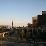 The view out our hotel room, looking onto the Luxor