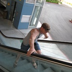 Dan, forced to run up a massive escalator the wrong way in the searing heat. Reminded me of Gladiators :P