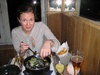 Mussel night #2! Celebrating our engagement, Bruges style, with beer, mussels, frites and a tasty curry dipping sauce. Yum.