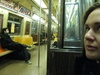 Sleepy subway ride from the airport in the early hours of the morning.