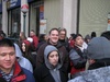 Andy and Nicky in the mob waiting for the parade to reach us.