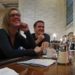 Enjoying a coffee at Michael Jordans Steakhouse inside the Grand Central train station