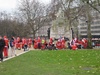 Christmas Santas on roller blades
