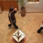 Courtyard opens up to the roof through the middle of the riad