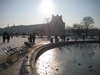 The pond was frozen